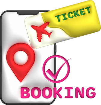 3d illustration. Check-in location, book a flight ticket on the phone online png