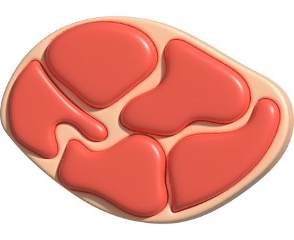 3D illustration. Fresh slices or meat. Marbling of pork or beef tenderloin for steak. png