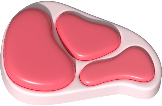 3D illustration. Fresh slices or meat. Marbling of pork or beef tenderloin for steak. png