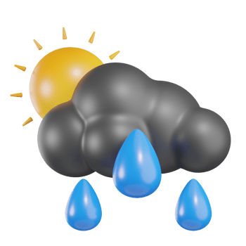 Sun With Rain Weather 3D Illustration png
