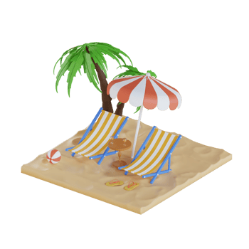 Seaside Travel 3D Illustration png