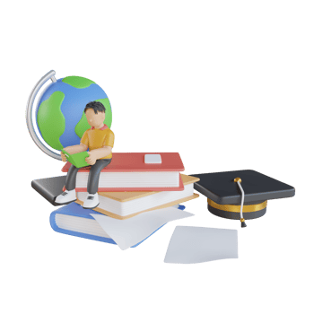 Boy Sitting On a Book Education 3D Illustration png
