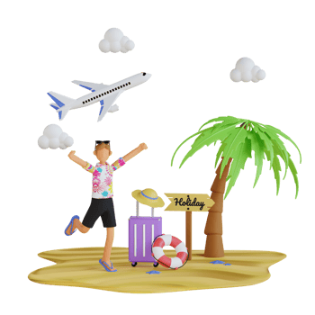 Man with Airplane Holiday 3D Illustration png