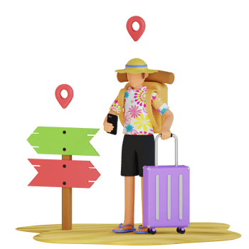 Man with Direction Holiday 3D Illustration png