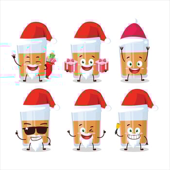 Santa Claus emoticons with glass of chocolates cartoon character vector