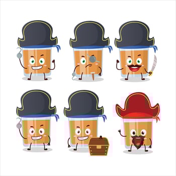 Cartoon character of glass of chocolates with various pirates emoticons vector