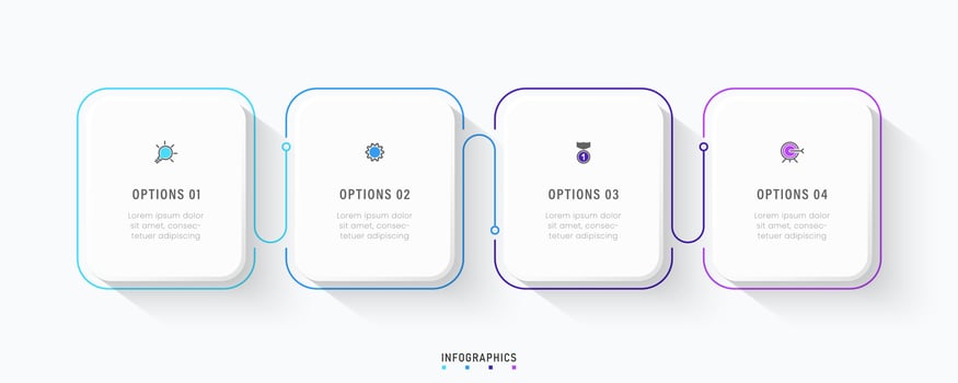 Vector Infographic label design template with icons and 4 options or steps. Can be used for process diagram, presentations, workflow layout, banner, flow chart, info graph.