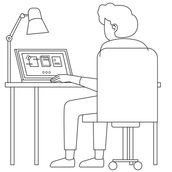 Media Developer Male Kids Coding Outline 2D Illustration png