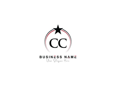 Minimal Star Cc Logo Icon, Creative Circle Luxury CC Letter Logo Image Design vector