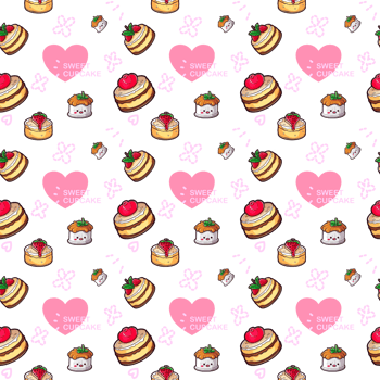 Seamless pattern with sweet cakes. Hand drawn illustration. png