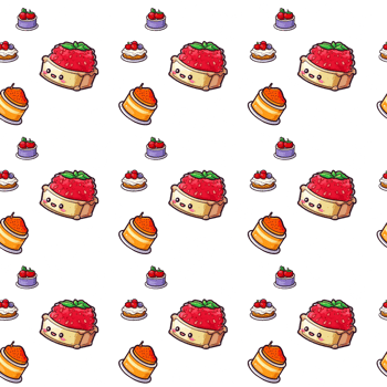 Seamless pattern with sweet cakes. Hand drawn illustration. png