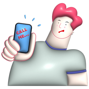 Call me cartoon man gesture 3d png