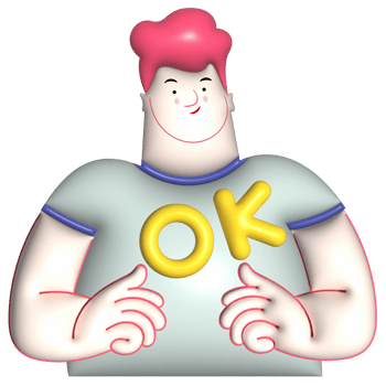 I am OK cartoon man gesture 3d png