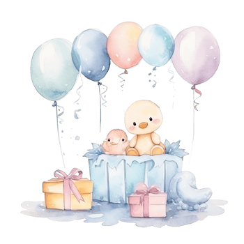 Watercolor baby shower background. Illustration png
