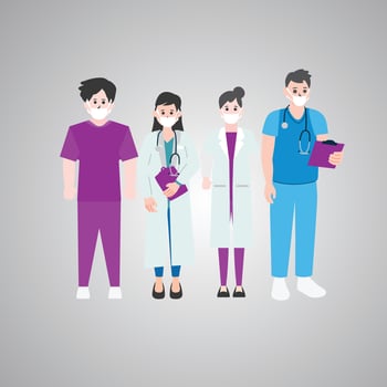Thank you doctor and Nurses and medical personnel team for fighting the coronavirus. vector illustration