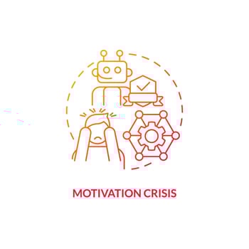 Thin line gradient icon representing motivation crisis, isolated vector illustration, innovation in education.