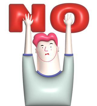 Say no cartoon man gesture 3d png