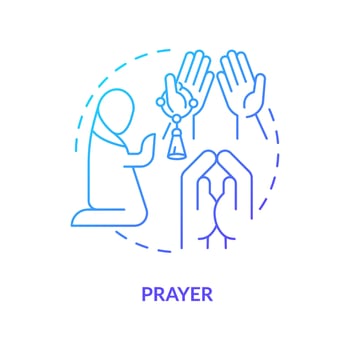 Prayer blue gradient concept icon. Sending affirmations to God. Communication. Religious practice abstract idea thin line illustration. Isolated outline drawing vector