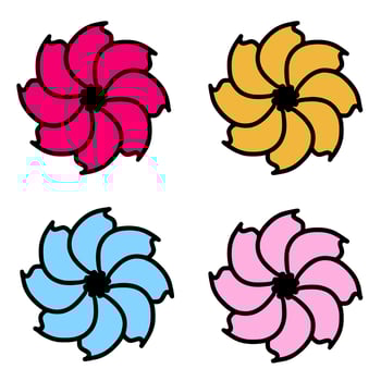 Set of simple illustration of colored flower vector