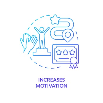 Increase motivation blue gradient concept icon. Students interest. Gamification benefits in e learning abstract idea thin line illustration. Isolated outline drawing vector