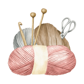 Yarn balls, knitting needles, scissors and hook . Wooden knitting needles, balls of wool, skeins of yarn.Watercolor illustration. Isolated.For product packaging design, knitter blog,needlework store png