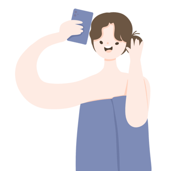 girl selfie beauty face on make up and shower png