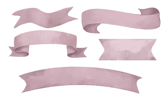watercolor pink ribbon banner set png