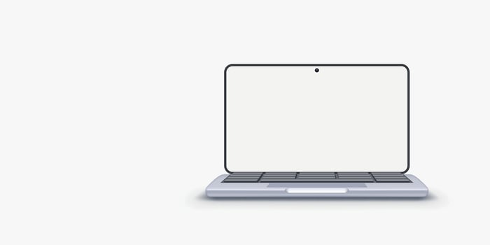 new open laptop front view on white vector