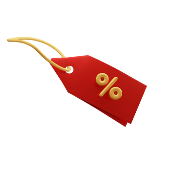 3D discount percent tag paper sticker for hanging retail promo 3D icons. 3D Rendering png