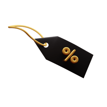 3D discount percent tag paper sticker for hanging retail promo 3D icons. 3D Rendering png