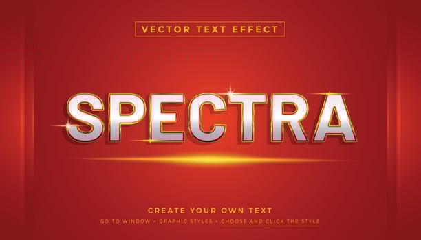 Editable vector 3D special sale spectra text effect. White gold text graphic style on red background