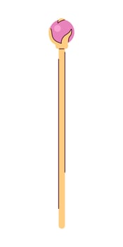 Wizard staff for magical tricks semi flat colour vector object. Wooden stick with magic crystal. Editable cartoon clip art icon on white background. Simple spot illustration for web graphic design