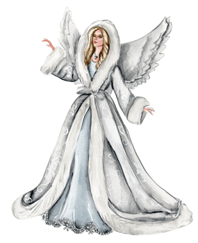 Watercolor illustration of angel with wings. png