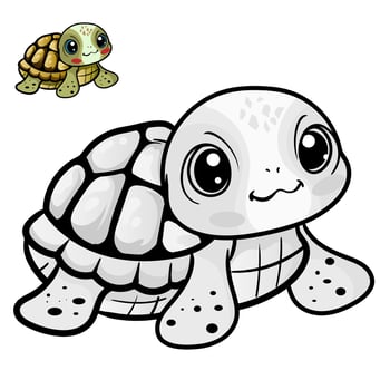 Cartoon turtle. Black and white illustration cartoon character good use for mascot, sticker, coloring book, children book, sign, icon, or any design you want. vector