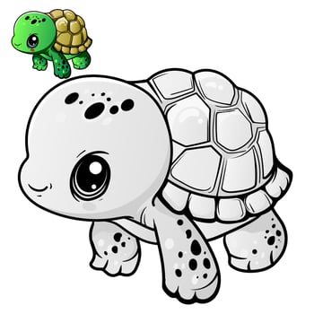 Cartoon turtle. Black and white illustration cartoon character good use for mascot, sticker, coloring book, children book, sign, icon, or any design you want. vector