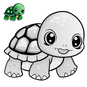 Turtle kids Illustration Outline-09 vector