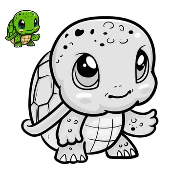 Cartoon turtle. Black and white illustration cartoon character good use for mascot, sticker, coloring book, children book, sign, icon, or any design you want. vector