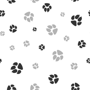 Cat and dog footprints seamless pattern. Pets or animals paw print. Vector
