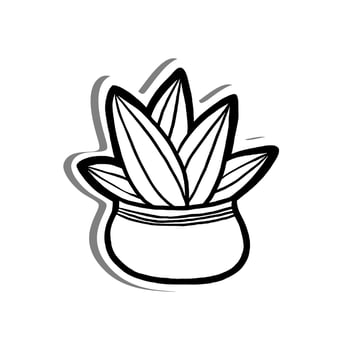 Doodle cartoon cactus nursery decoration, black line hand drawn for coloring and any design. Vector illustration of kid art.