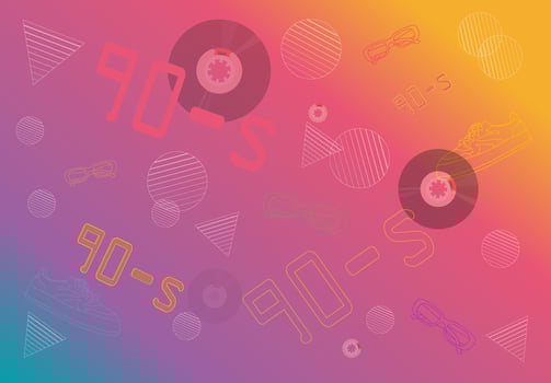 90s Nostalgia retro and neon vintage. Retrofuturism abstract. Colorful Background vector
