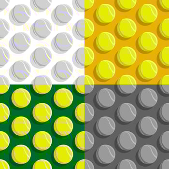 set of seamless patterns with tennis balls. Team sports, active lifestyle. Ornament for decoration and printing on fabric. Design element. Vector