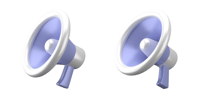 3d rendering of Megaphone icon isolated on white background, fit for design assets of business or finance, purple icon, 3d icons set png