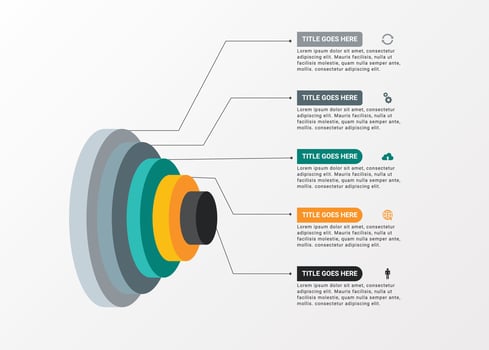 3D Blocks Hierarchy Infographic Template Design with 5 Layers vector