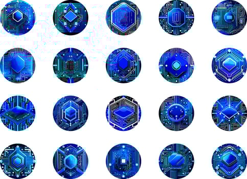Modern Cybersecurity Technology Icon Pack with Eyes vector