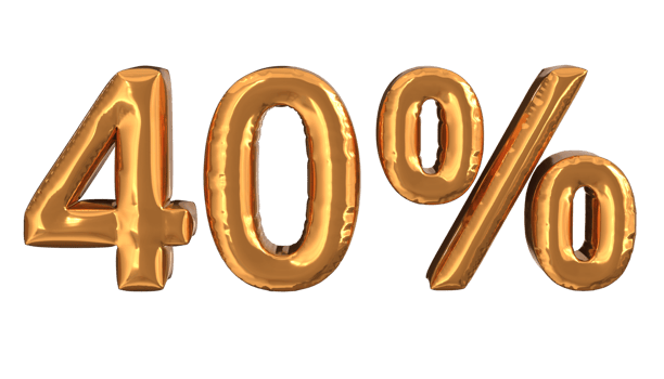 3d rendering of gold foil balloons text of percentage, suitable for advertising content png