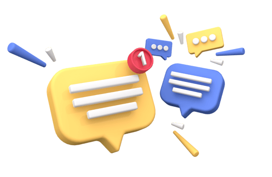 3d rendering of  Speech bubble messages, social media communication concept, chat box png