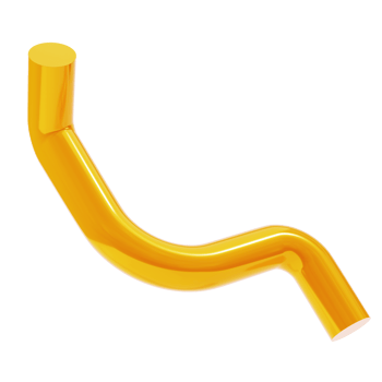 3d render shape abstract pipe gold metal geometric. Realistic glossy golden luxury template decorative design illustration. Minimalist bright mockup isolated transparent png