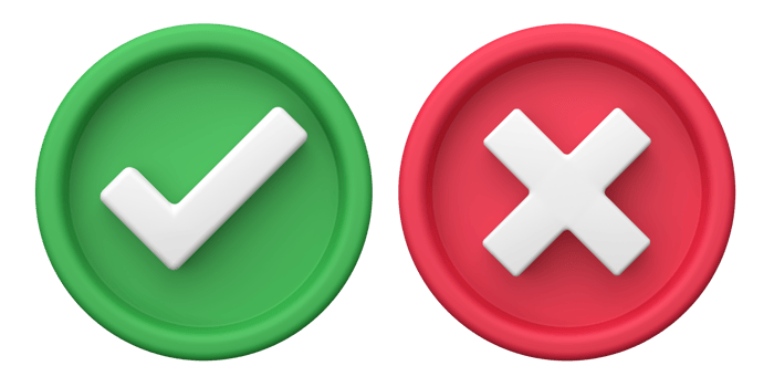 3d rendering of green check marks and red crosses, fit for design assets png