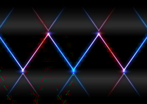 Blue red neon laser rays abstract background vector