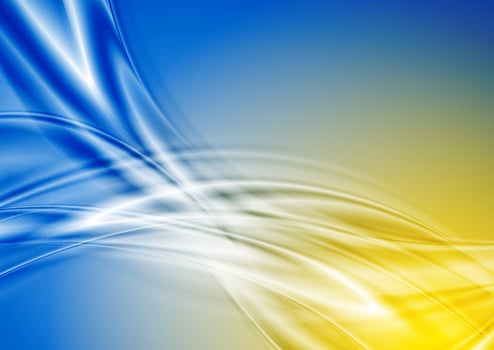 Blue and yellow abstract smooth waves background vector